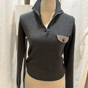 Fabiana Filippi Gray Long Sleeve Sweater with Pocket Detail